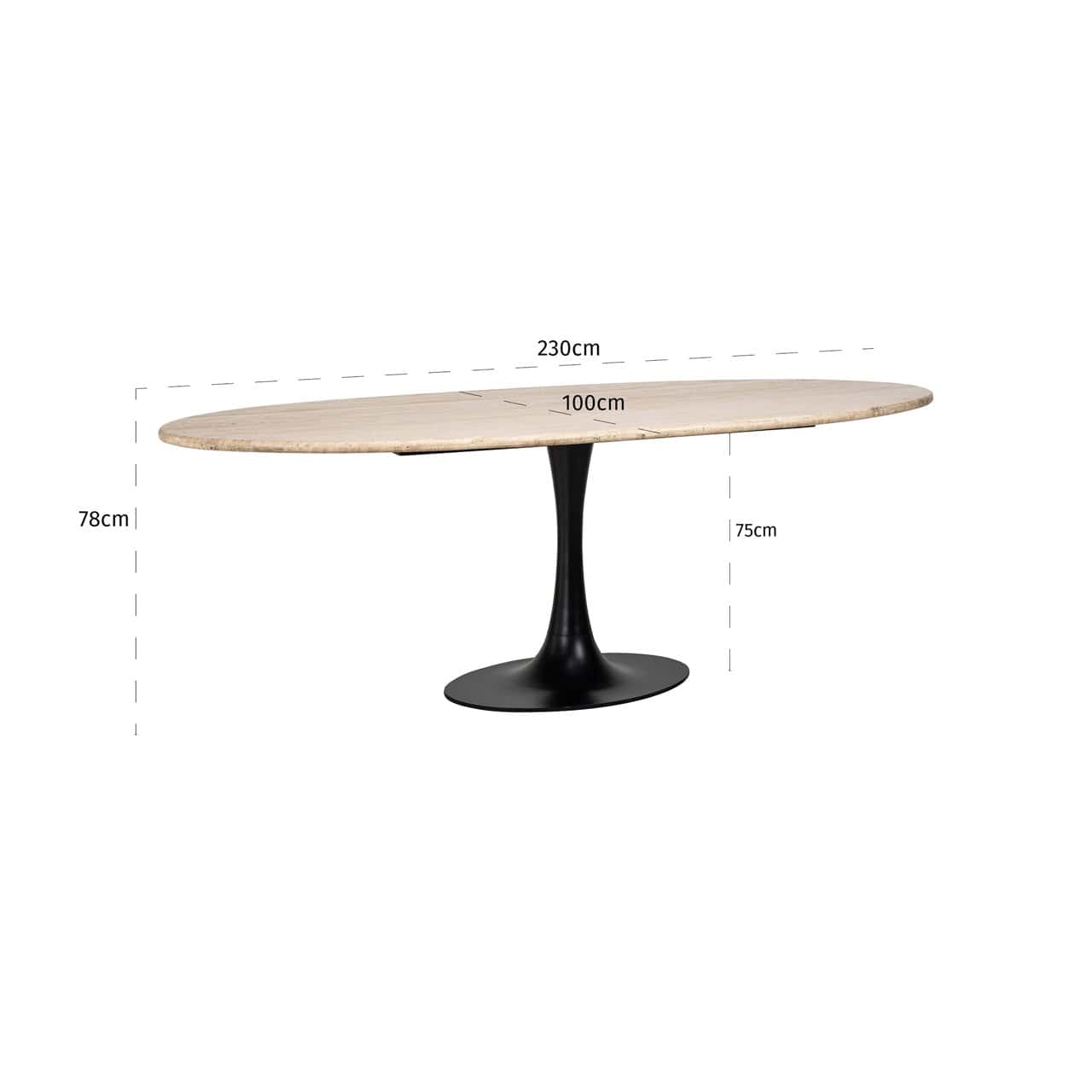 Galds Hampton Richmond Interiors 230/78/100 cm melns oval