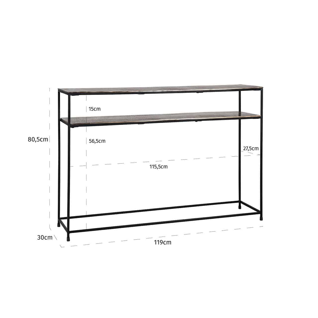 Konsole Chandon Richmond Interiors 80/119/30 cm šampanieša zelts - N1 Home