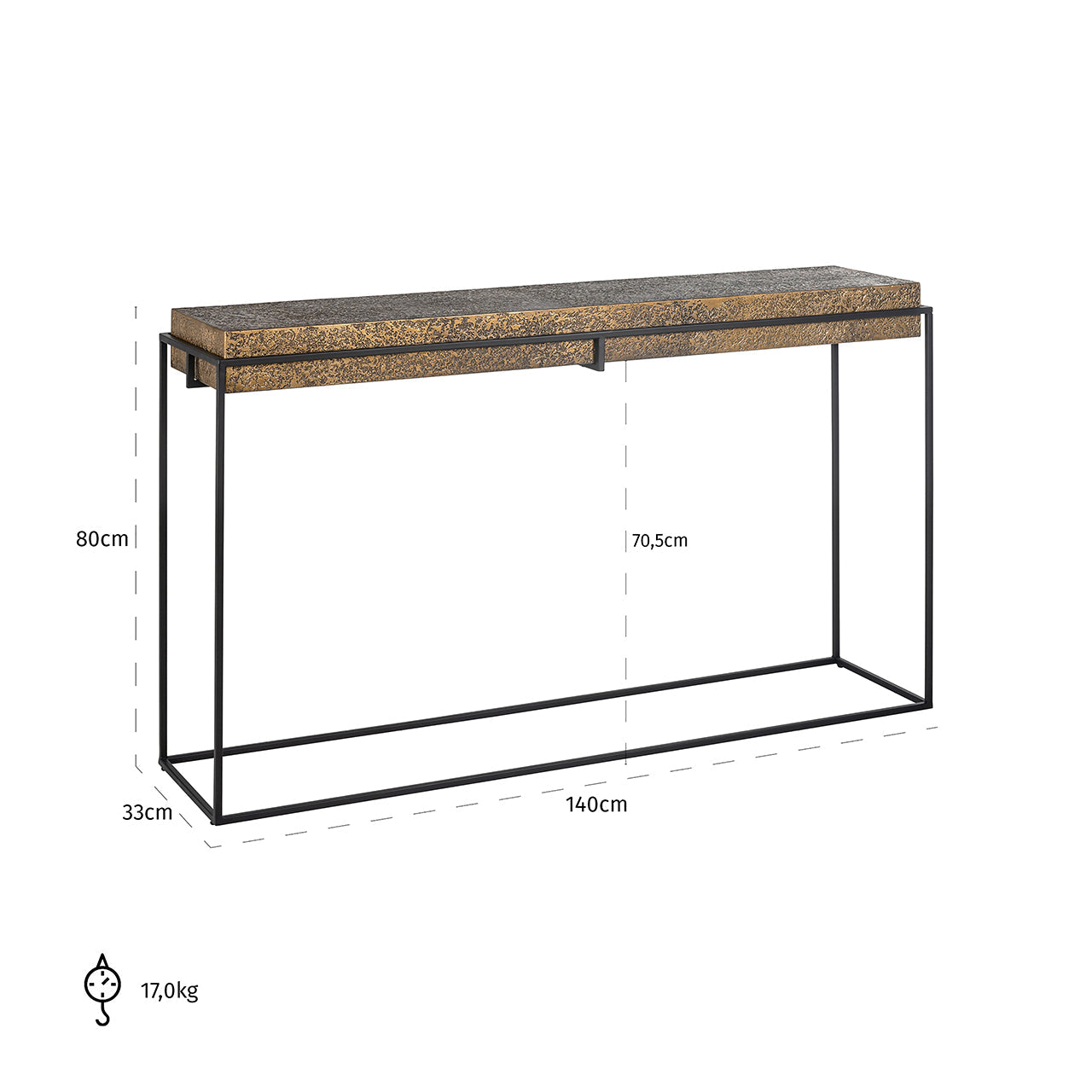 Konsole Dover Richmond Interiors 80/140/33 cm brūns - N1 Home
