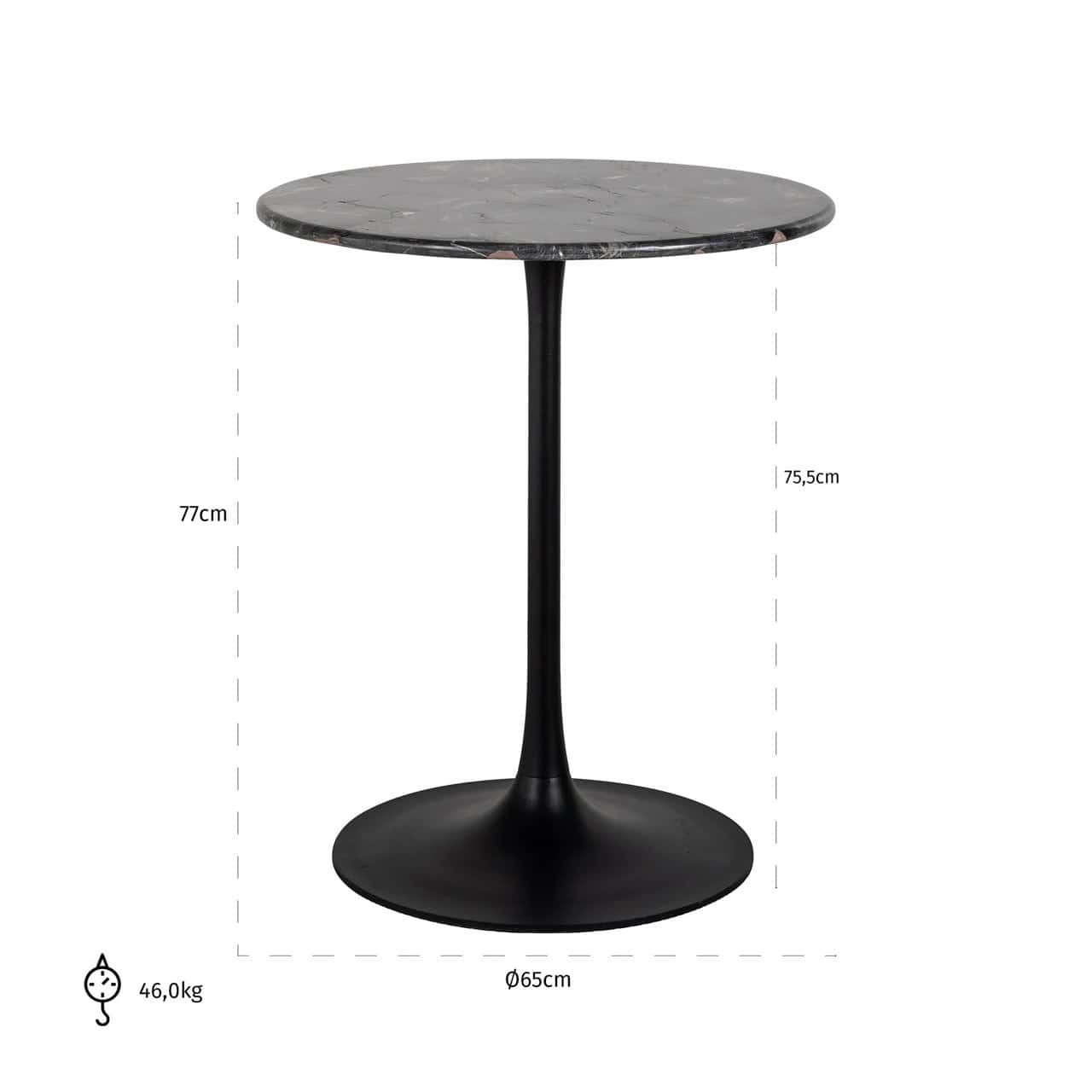Bistro galds Carlten Richmond Interiors 65/77/65 cm melns - N1 Home