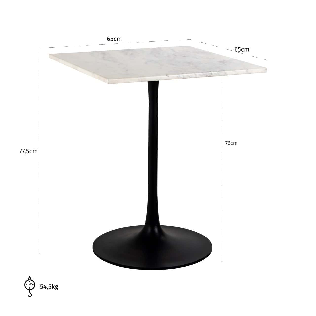 Bistro galds Carlten Richmond Interiors 65/76/65 cm melns/balts - N1 Home