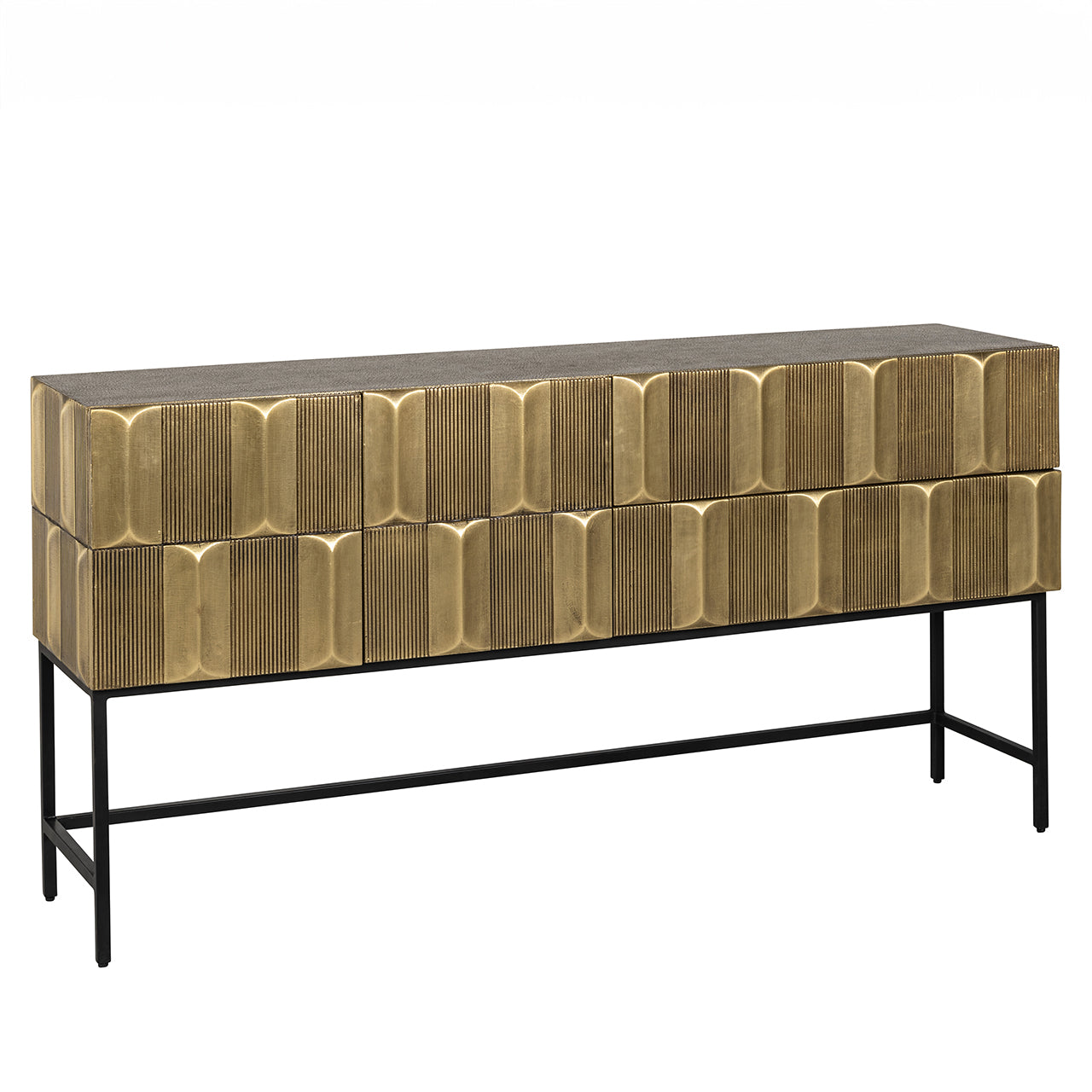 Kumode Jaxx 2 durvis 2 atvilktnes Richmond Interiors 81/160/40 cm melns/zelts - N1 Home