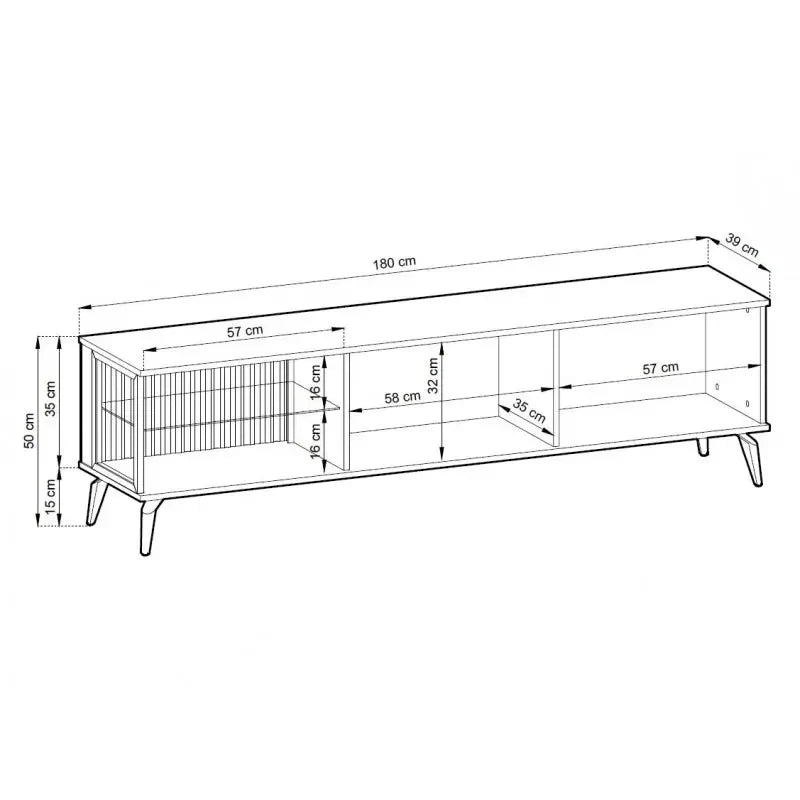 TV skapis Vic 180/39/50 cm kašmirs/rieksts - N1 Home