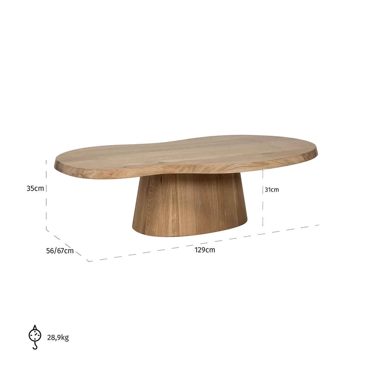 Kafijas galdiņš Riva Richmond Interiors 35/130/70 cm Dabīgs ozols - N1 Home