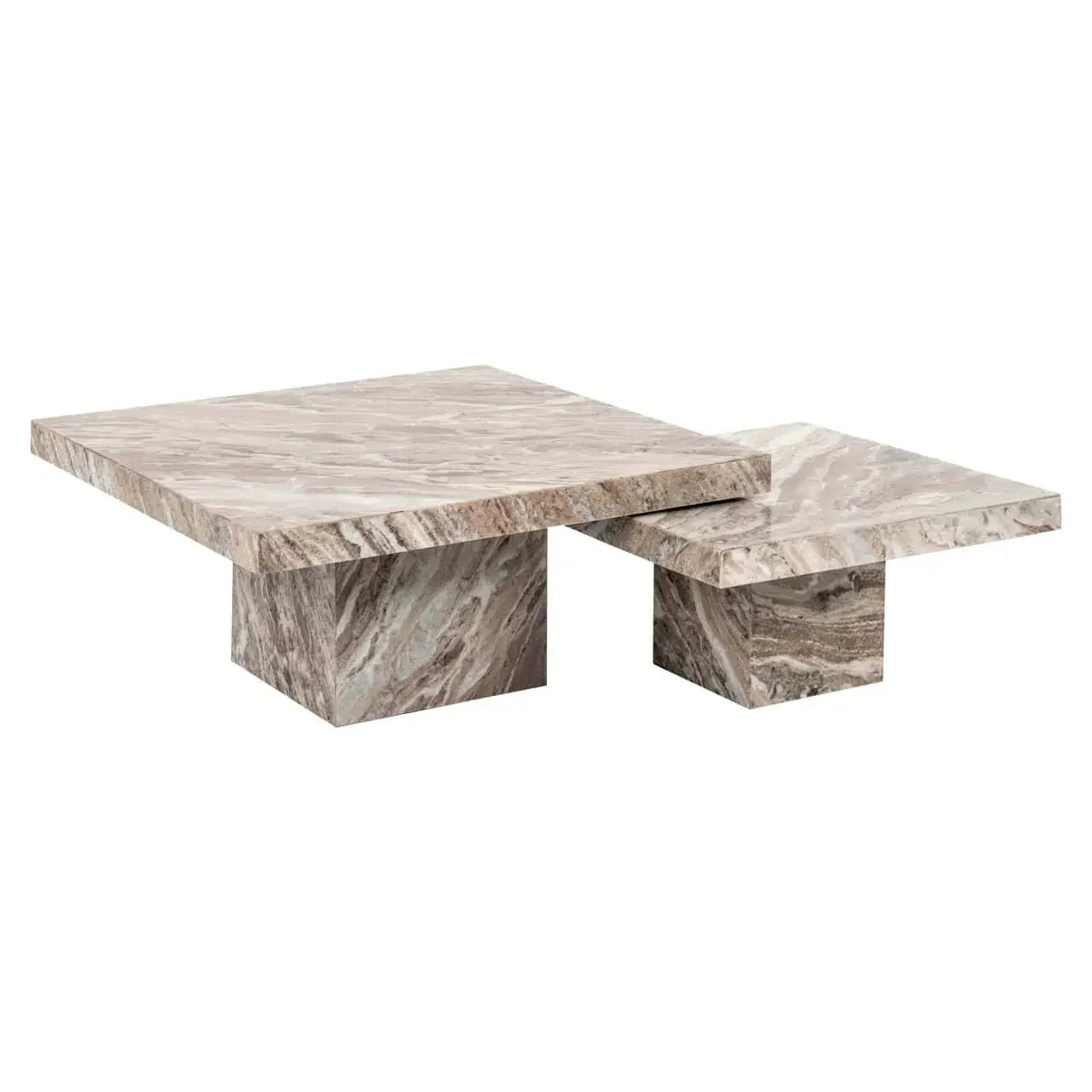 Kafijas galds Rashford stone (Set of 2) Richmond Interiors 35/80/80; 29/60/60 cm brūns - N1 Home