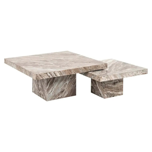 Kafijas galds Rashford stone (Set of 2) Richmond Interiors 35/80/80; 29/60/60 cm brūns - N1 Home