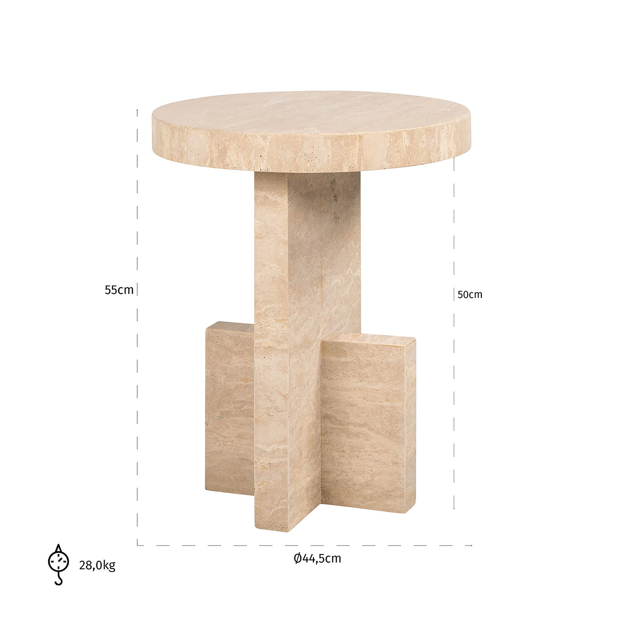 Galdiņš Biltmore itāļu travertīns Richmond Interiors 55/44/44 cm bēšs - N1 Home