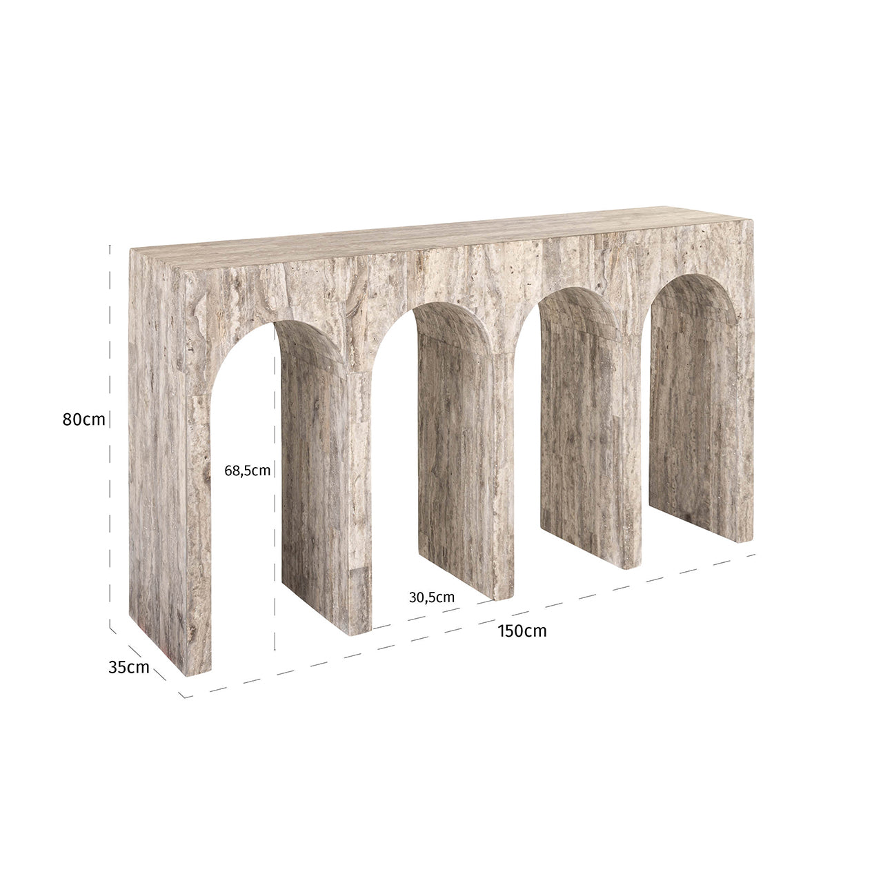 Konsole La Rague Richmond Interiors 80/150/35 cm pelēks - N1 Home