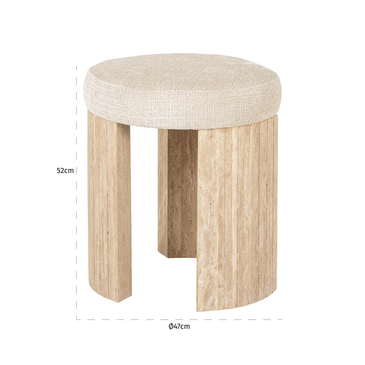 Pufs Gallice Richmond Interiors 52/45/45 cm dabīgs bēšs travertīns - N1 Home