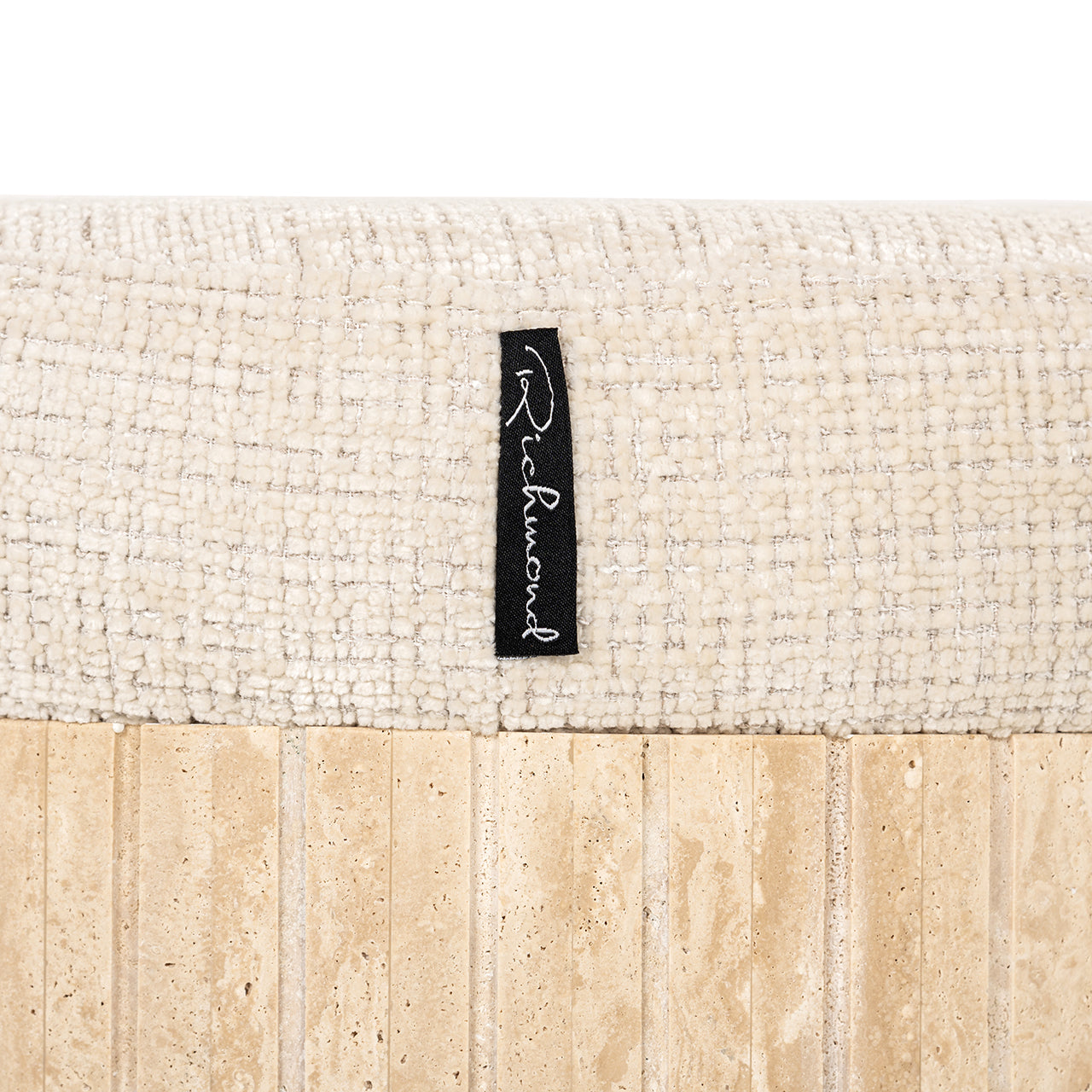 Pufs Gallice Richmond Interiors 52/45/45 cm dabīgs bēšs travertīns - N1 Home