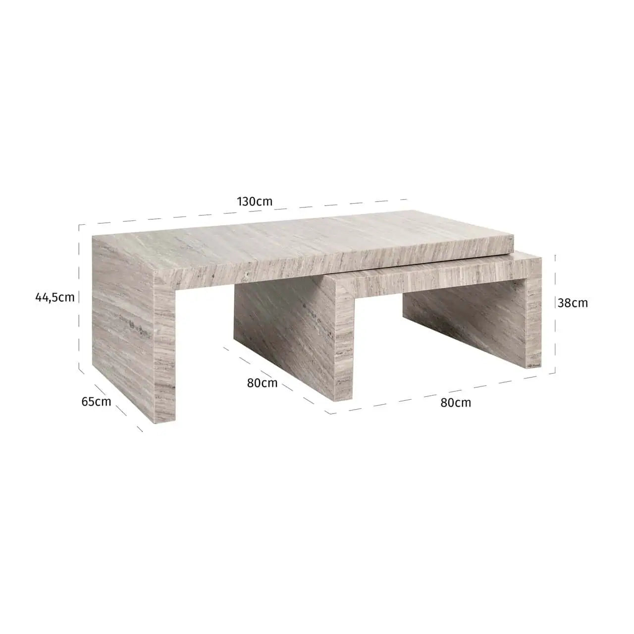 Kafijas galds Novaz sand (Set of 2) Richmond Interiors 45/130/60 cm smiltis - N1 Home