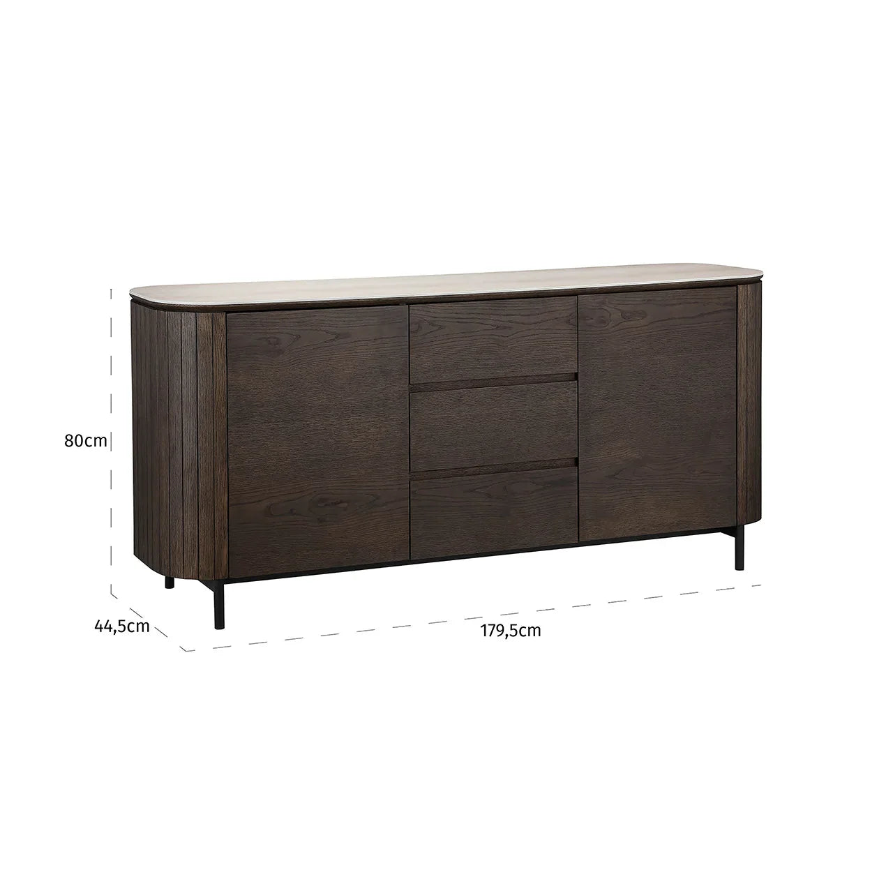Kumode Ritz 2-durvju 3-atvilktnes Richmond Interiors 78/185/50 cm brūns - N1 Home