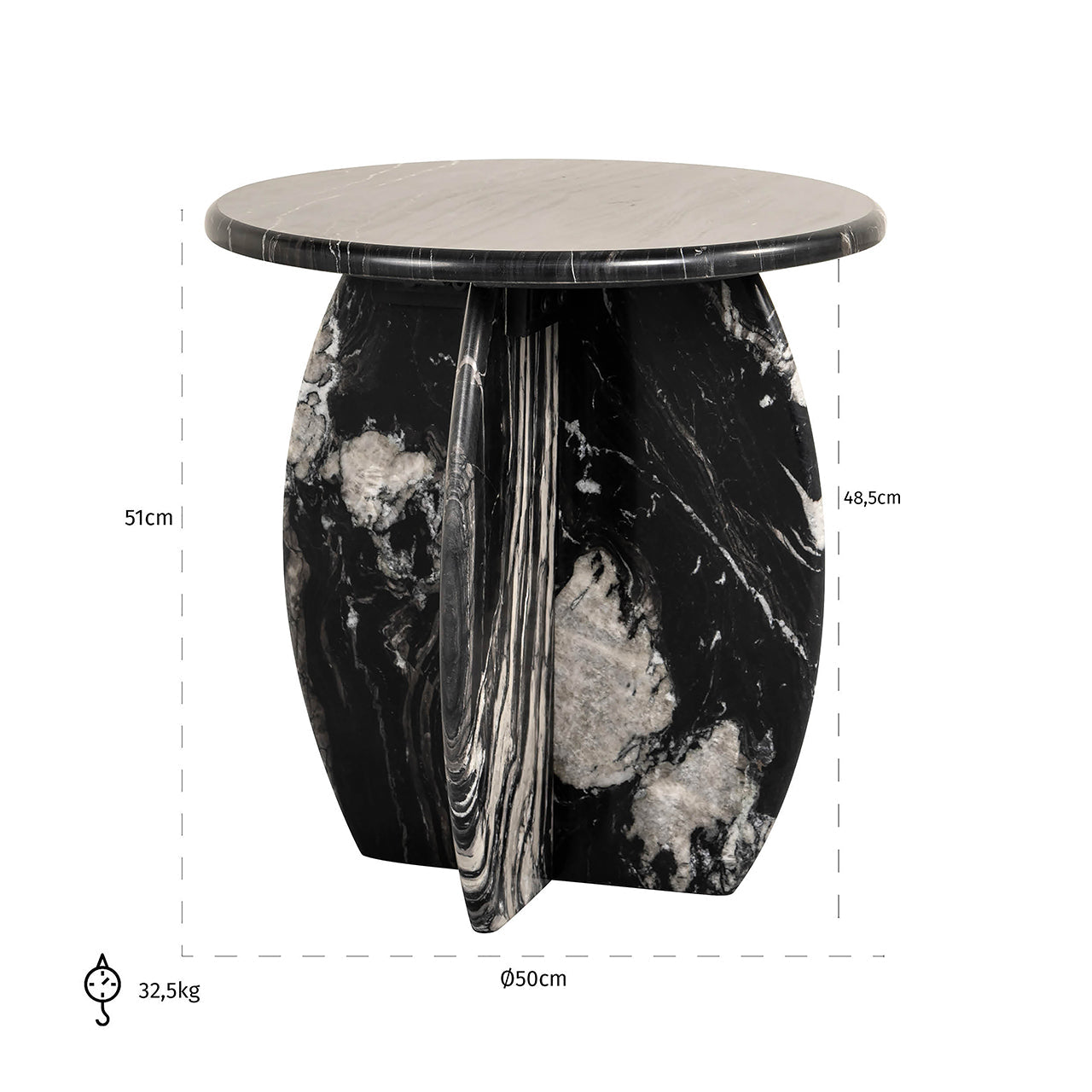 Galdiņš Bancroft Richmond Interiors 51/50/50 cm melns - N1 Home