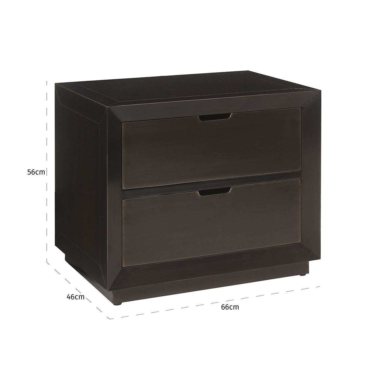 Naktsskapītis Dante ar 2 atvilktnēm Richmond Interiors 57/66/46 cm brūns - N1 Home