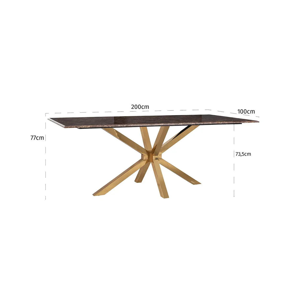 Ēdamgalds Konrāds Richmond Interiors 77/200/100 cm zelts/brūns - N1 Home