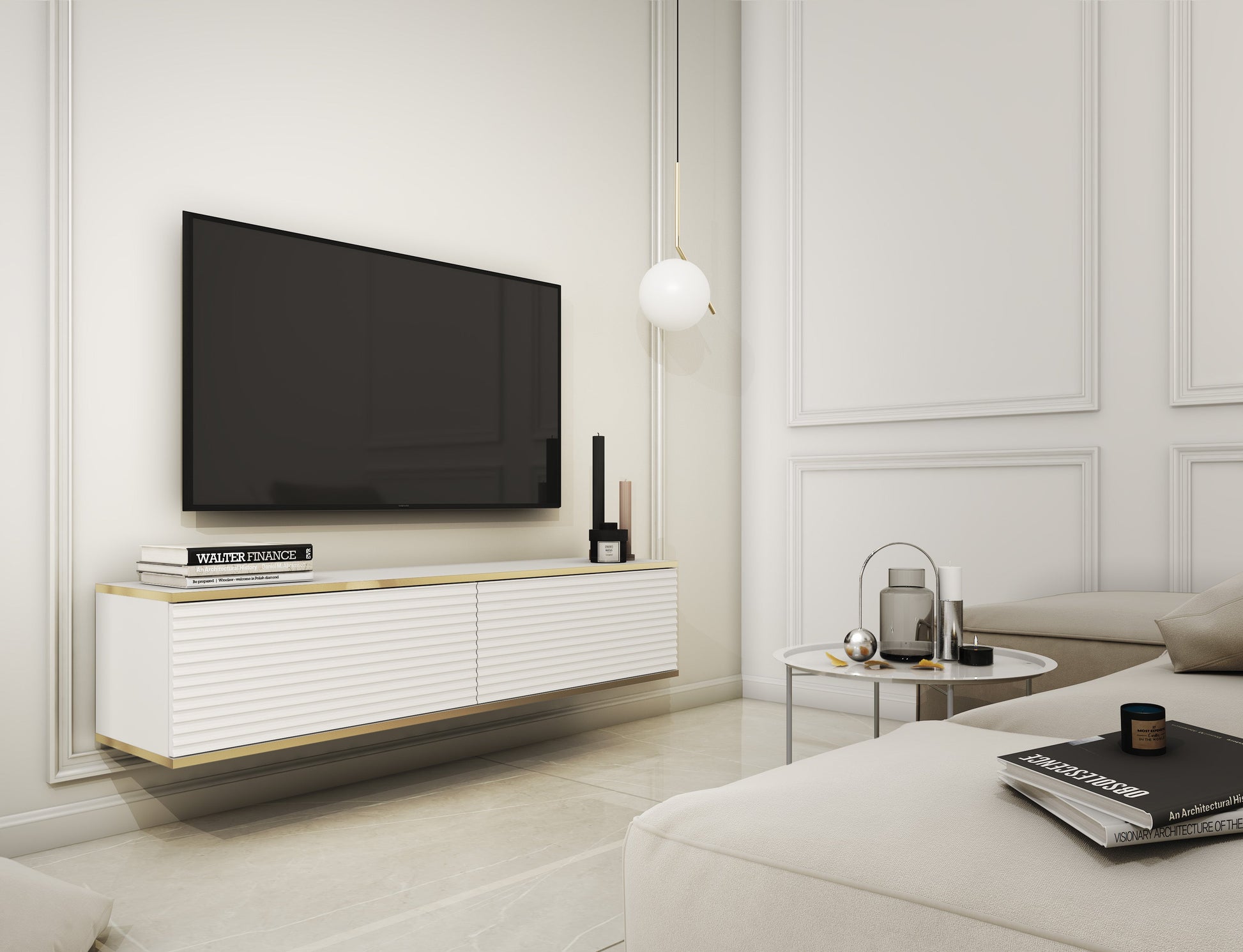 RTV skapis O2 rievota priekšpuse 135/30/32 cm balts - N1 Home