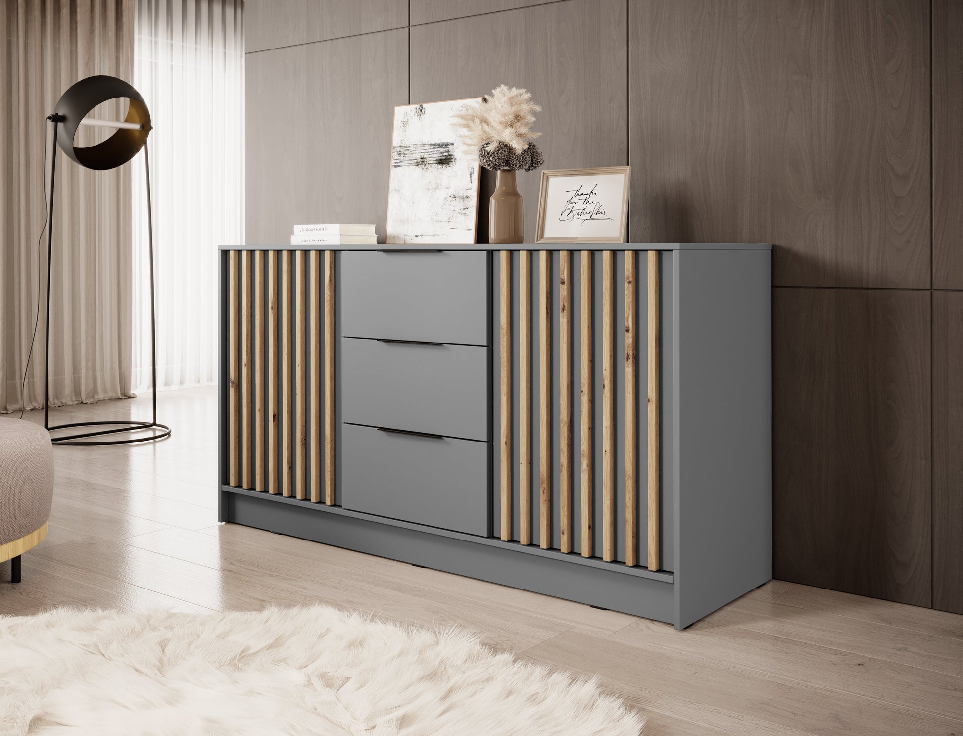 Kumode Neko 155/86/45 cm pelēks - N1 Home