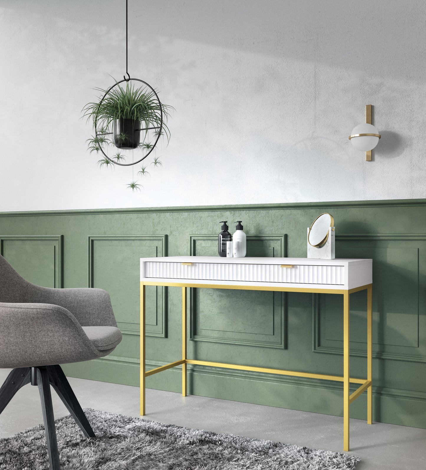 Konsole NV 104/78/50 cm balts /zelts - N1 Home