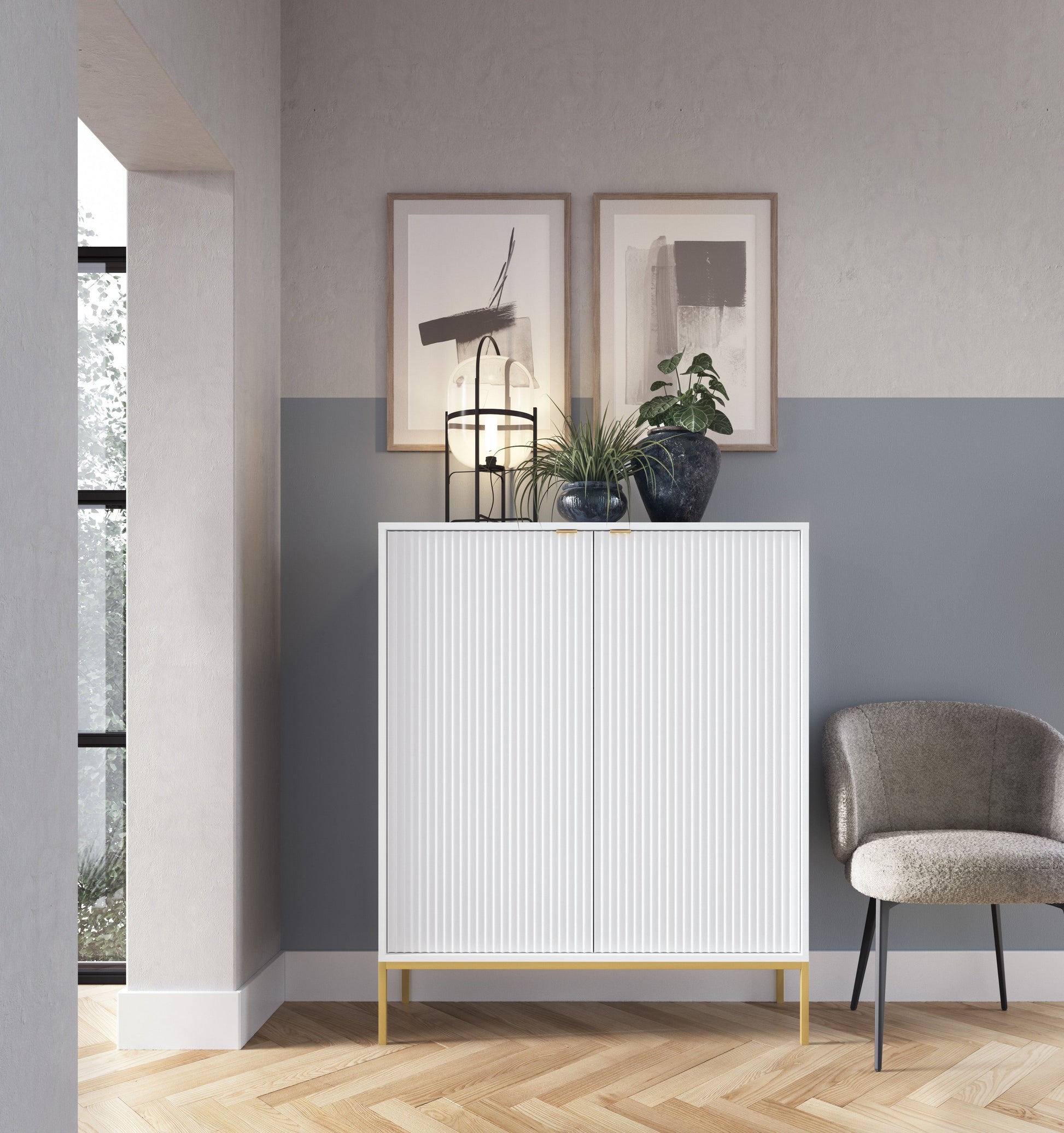 Kumode NV 104/125/39 cm balts/zelts - N1 Home