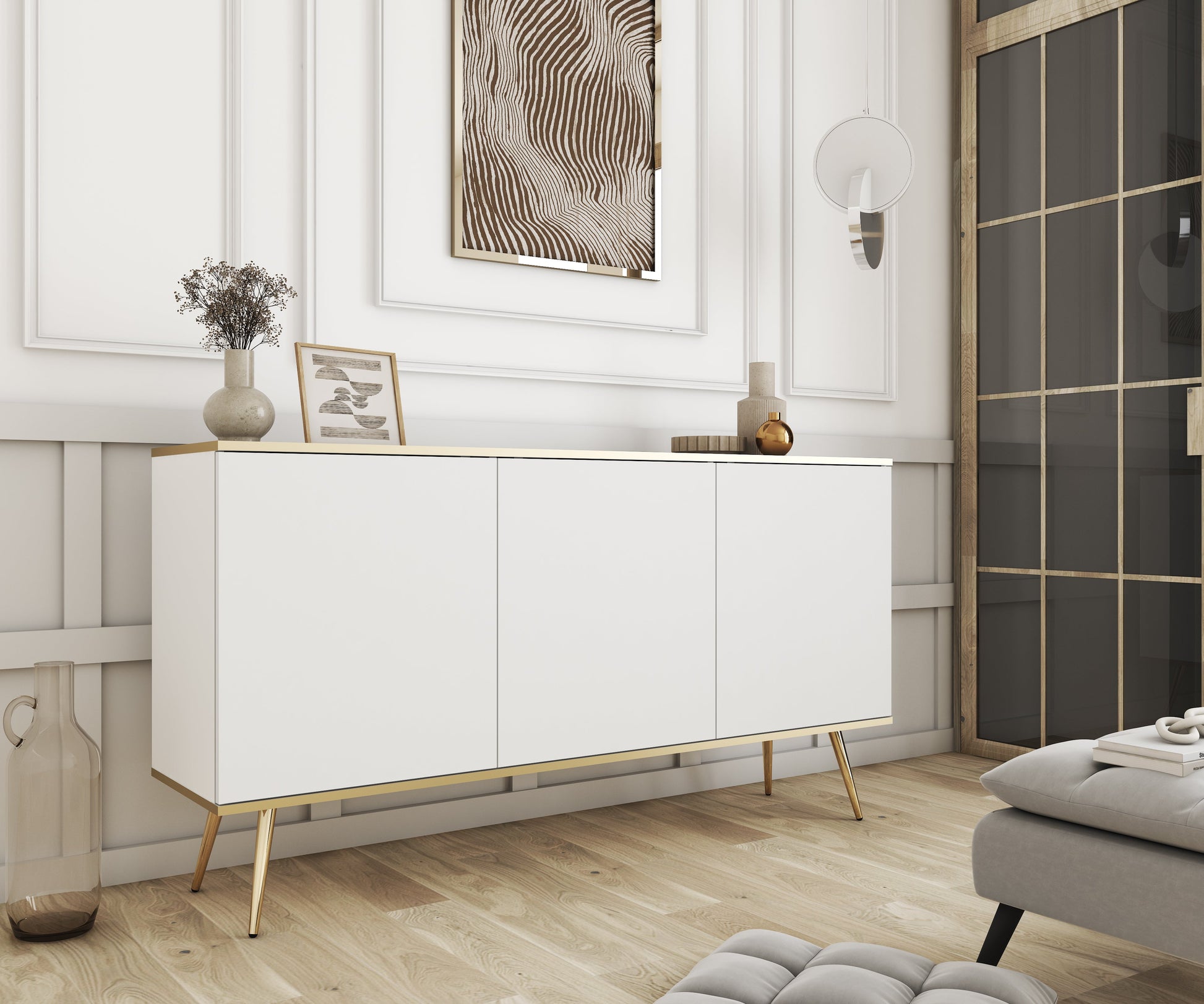 Kumode O2 160/85/39 cm balts/zelts - N1 Home