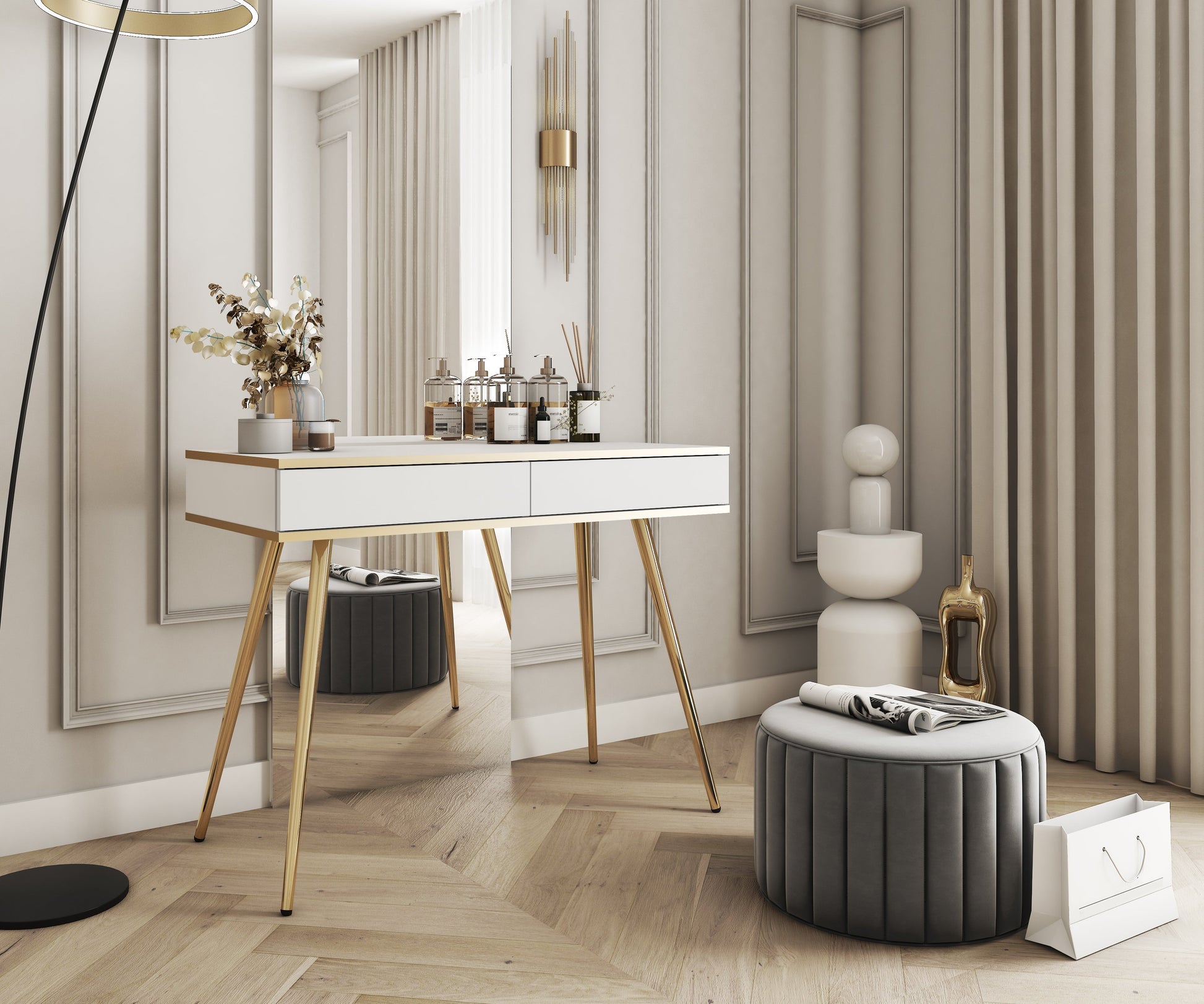 Konsole O2 102/79/50 cm balts/zelts - N1 Home