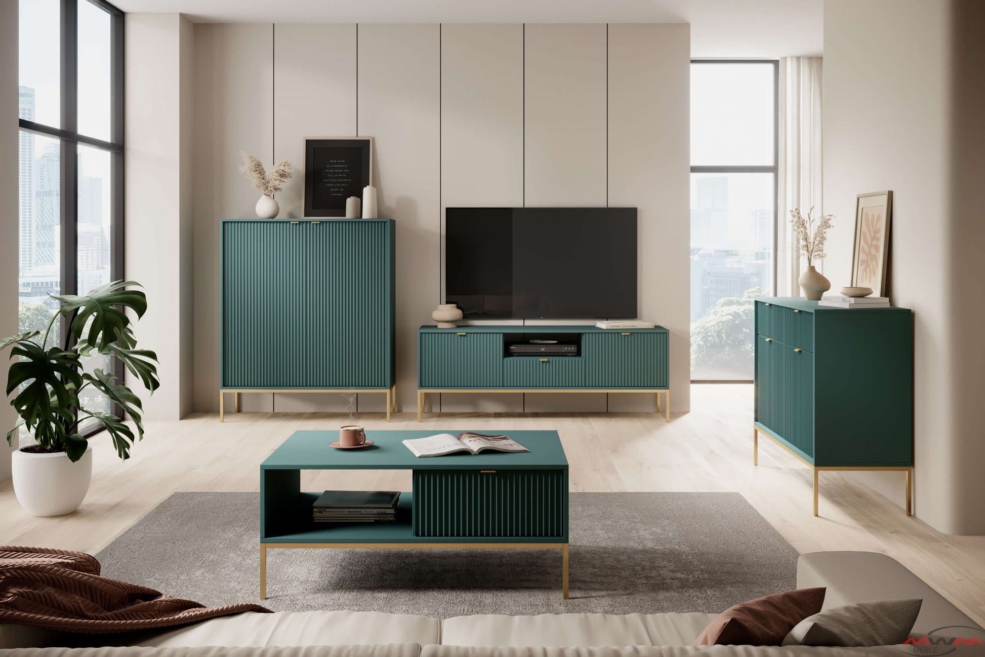 RTV kumode NV 154/56/39 cm olives/zelts - N1 Home