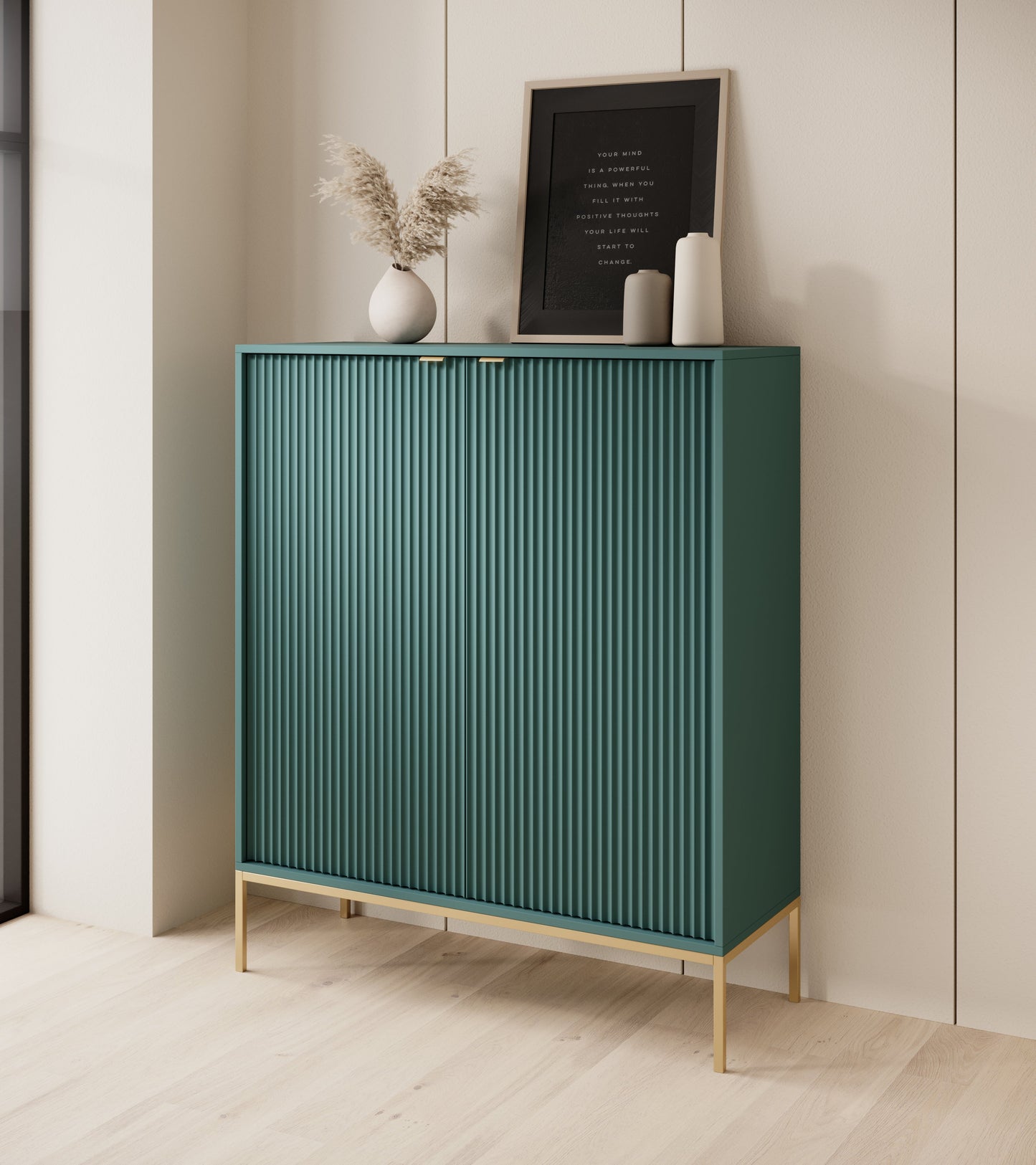 Kumode NV 104/125/39 cm olives/zelts - N1 Home