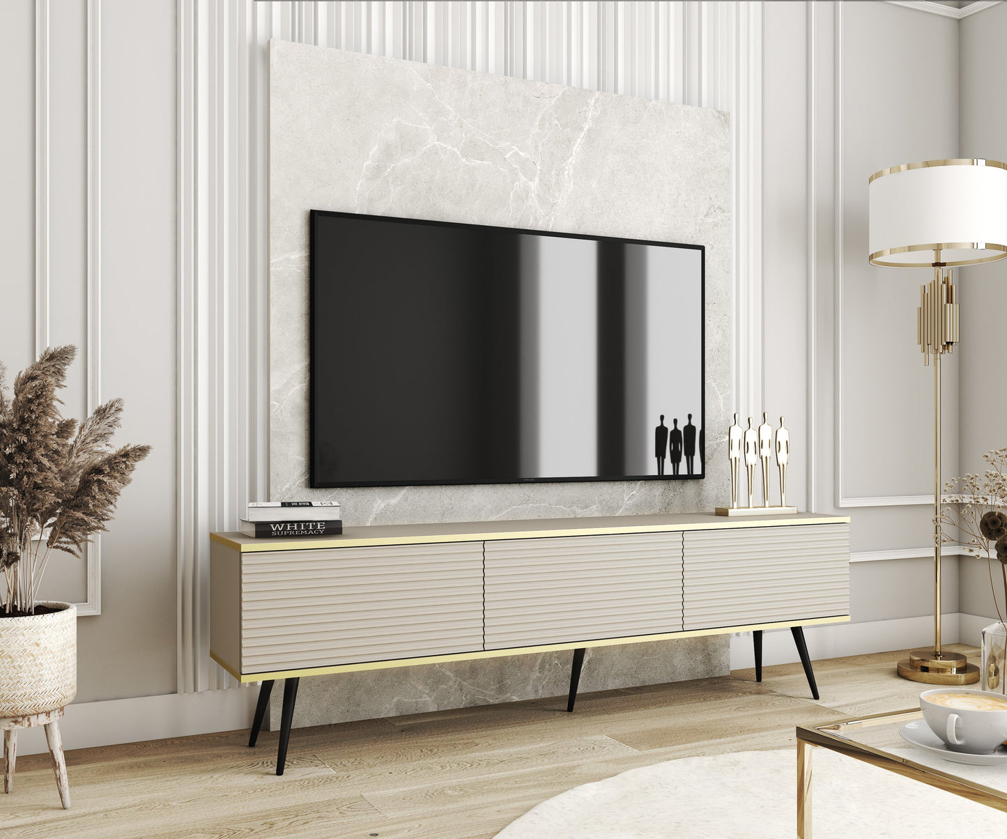 RTV skapis O2 rievota priekšpuse 175/30/32 cm bēšs - N1 Home