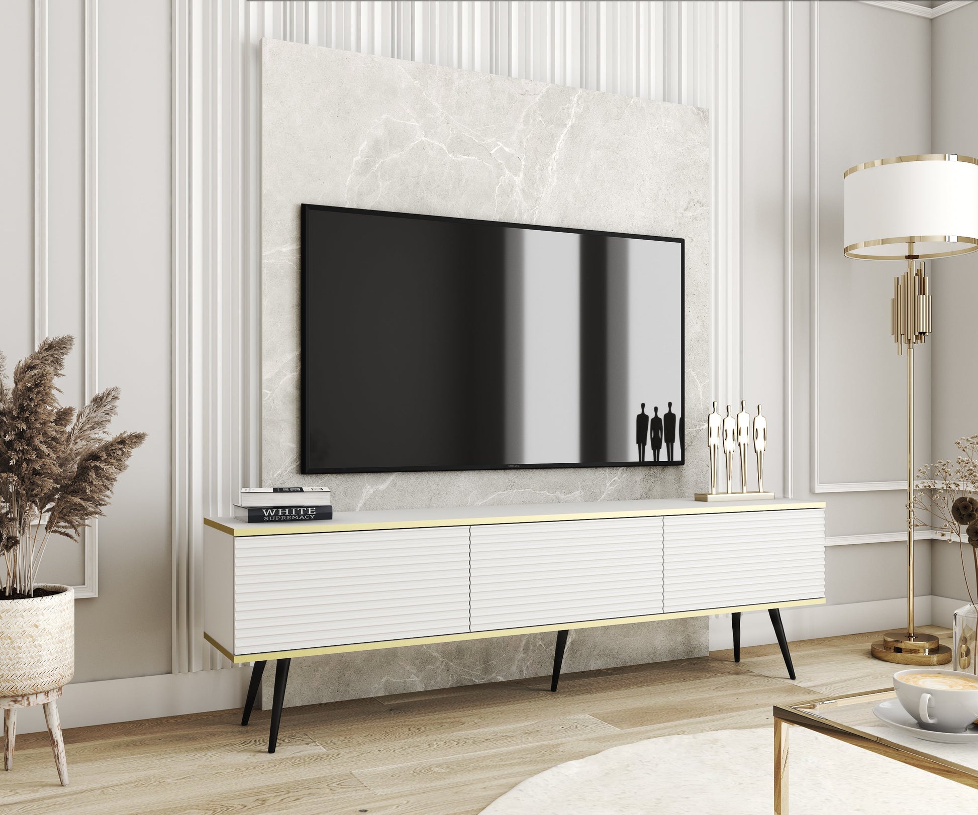 RTV skapis O2 rievota priekšpuse 175/30/32 cm balts - N1 Home