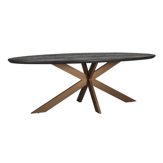 Galds Blackbone Brass black rustic Richmond Interiors 76/230/100 cm melns/bronza - N1 Home