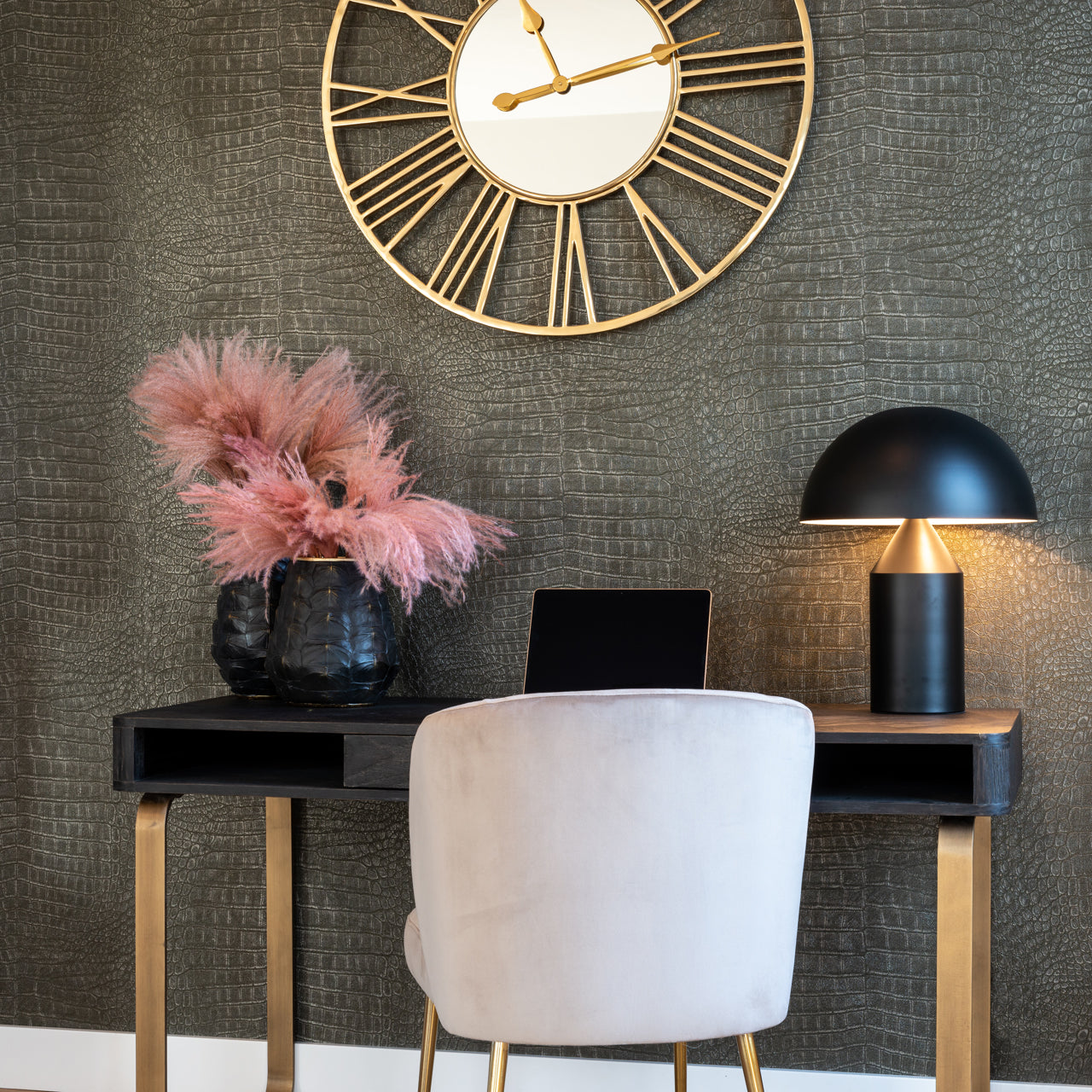 Konsole Blackbone Brass black rustic Richmond Interiors 76/140/60 cm melns - N1 Home