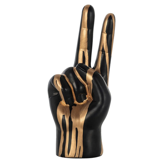 Dekoratīvs priekšmets Richmond Interiors Hand peace 22/10/7 cm melns/zelts - N1 Home