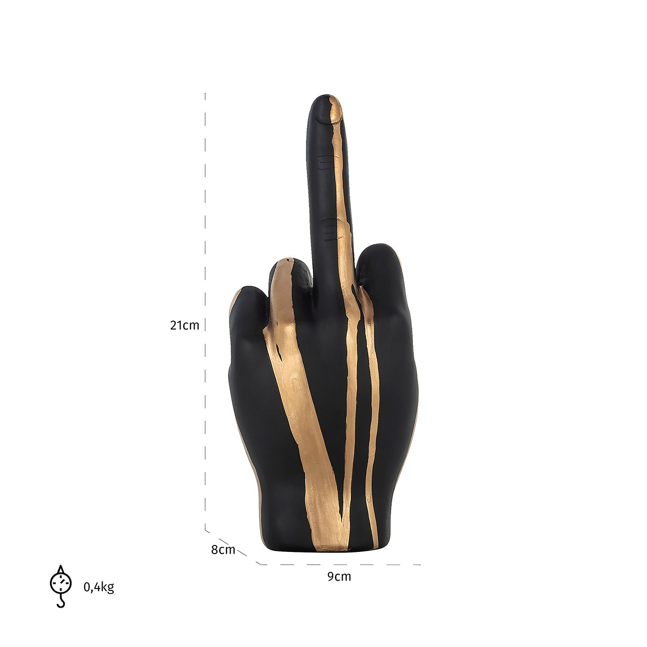 Dekoratīvs priekšmets Richmond Interiors Hand digitus 21/9/8 cm melns/zelts - N1 Home