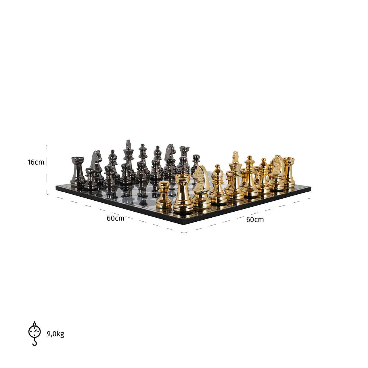 Dekoratīvs priekšmets Richmond Interiors Šaha galdiņš Saray 16/60/60 cm melns/zelts - N1 Home