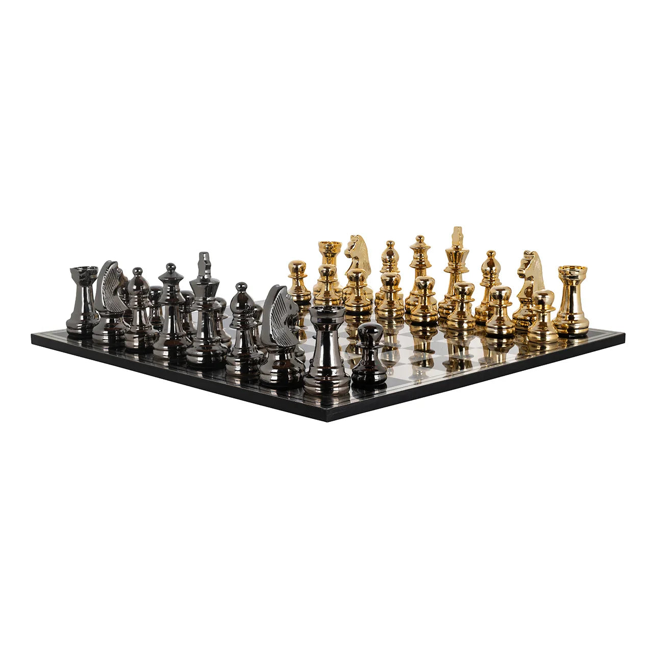 Dekoratīvs priekšmets Richmond Interiors Šaha galdiņš Saray 16/60/60 cm melns/zelts - N1 Home