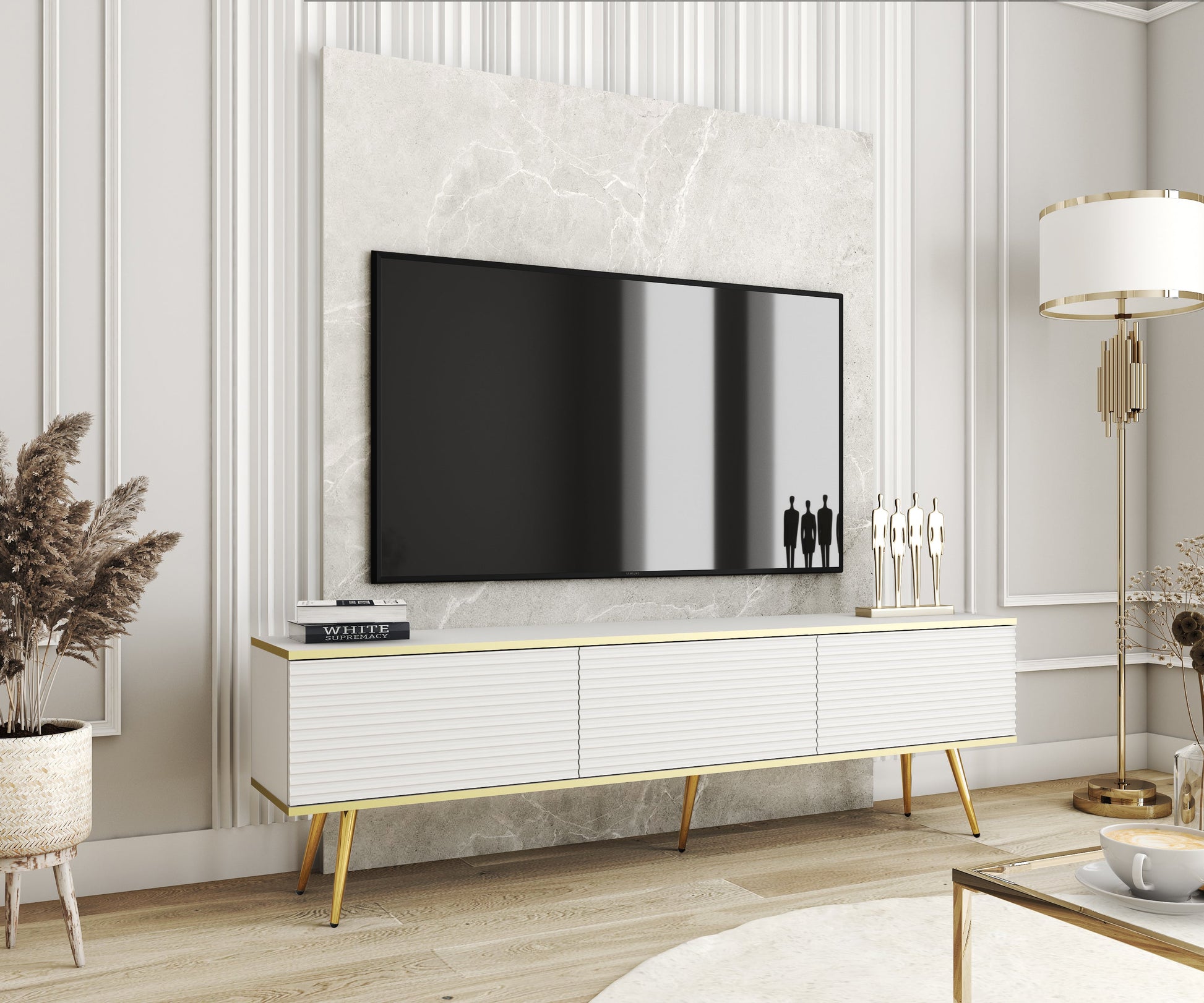 RTV skapis O2 rievota priekšpuse 175/30/32 cm balts - N1 Home