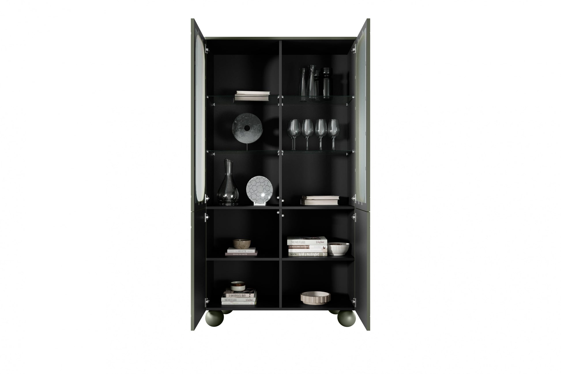Vitrīnas skapis BARI II 100/192/45 olives - N1 Home