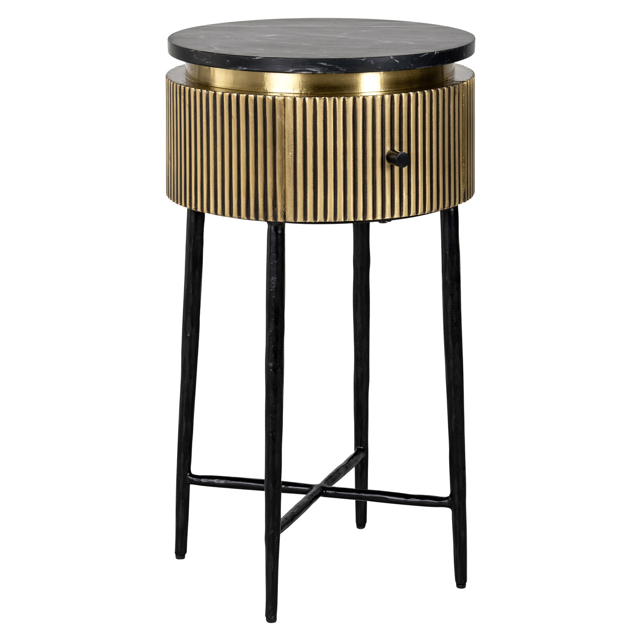 Galdiņš Ironville gold Richmond Interiors 70,5/40 cm melns marmors/zelts - N1 Home