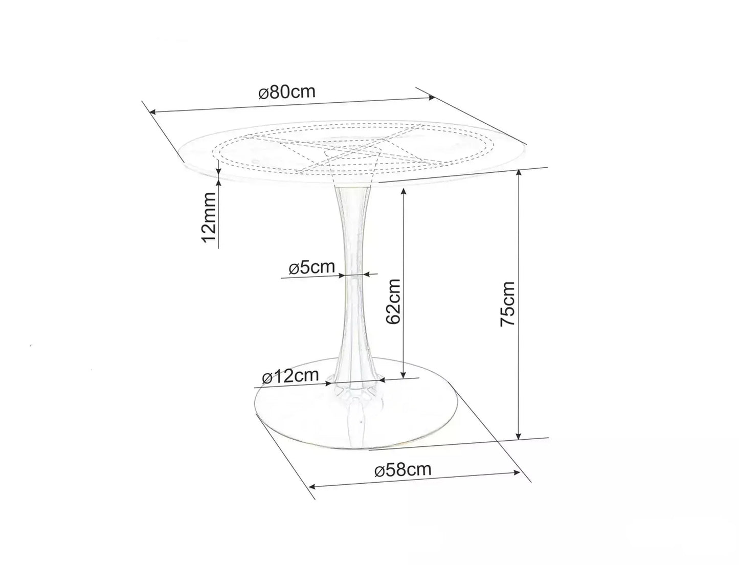 Galds ESP melns marmors / matēts melns 80x80 cm - N1 Home