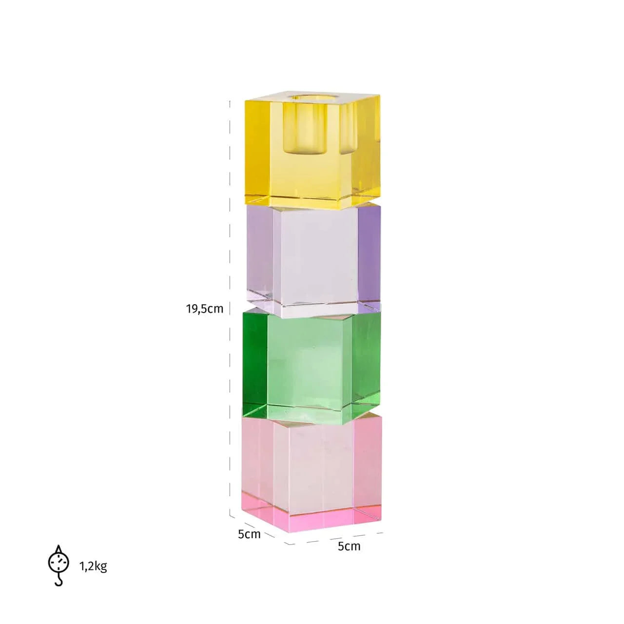 Svečturis Ciara Richmond Interiors 19,5/5/5 cm dzelts/zaļs/rozā/purple - N1 Home