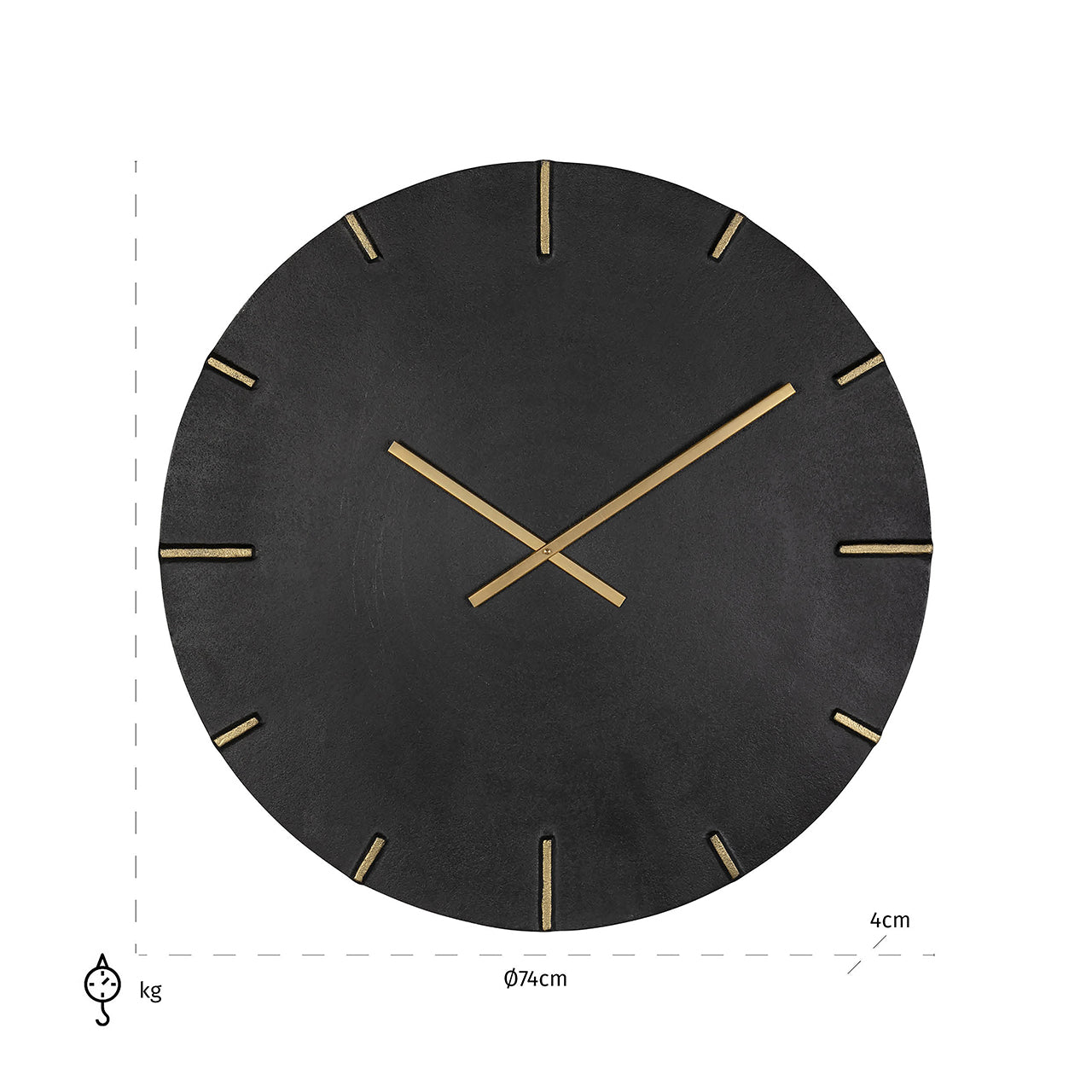 Pulkstenis Richmond Interiors Bilal 74/74/4 cm melns/zelts - N1 Home