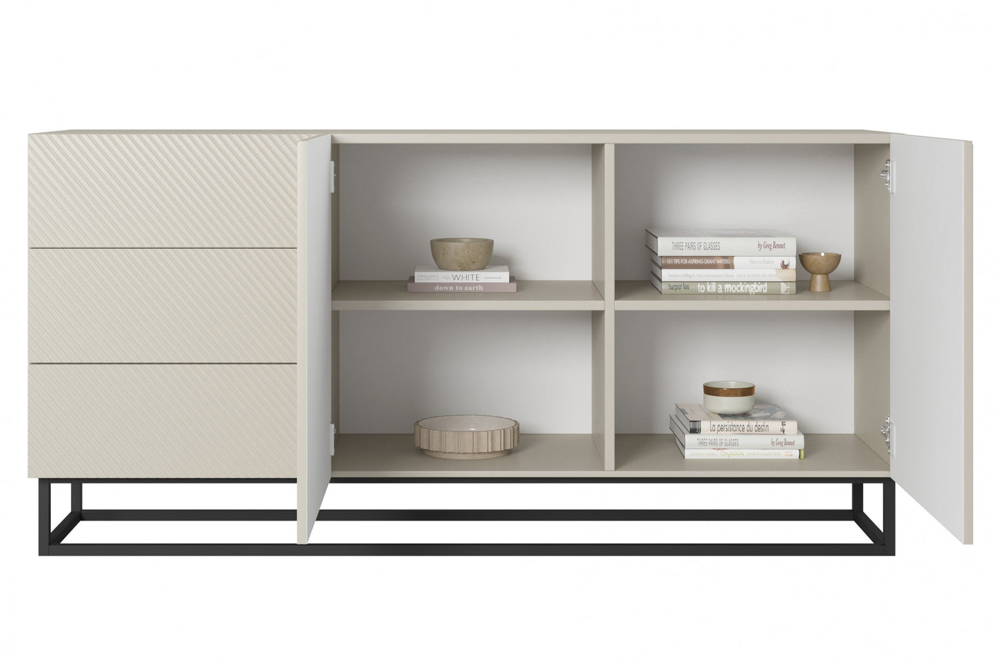 OSLO kumode un metāla kājas 167/81/43 cm kašmirs/melns - N1 Home