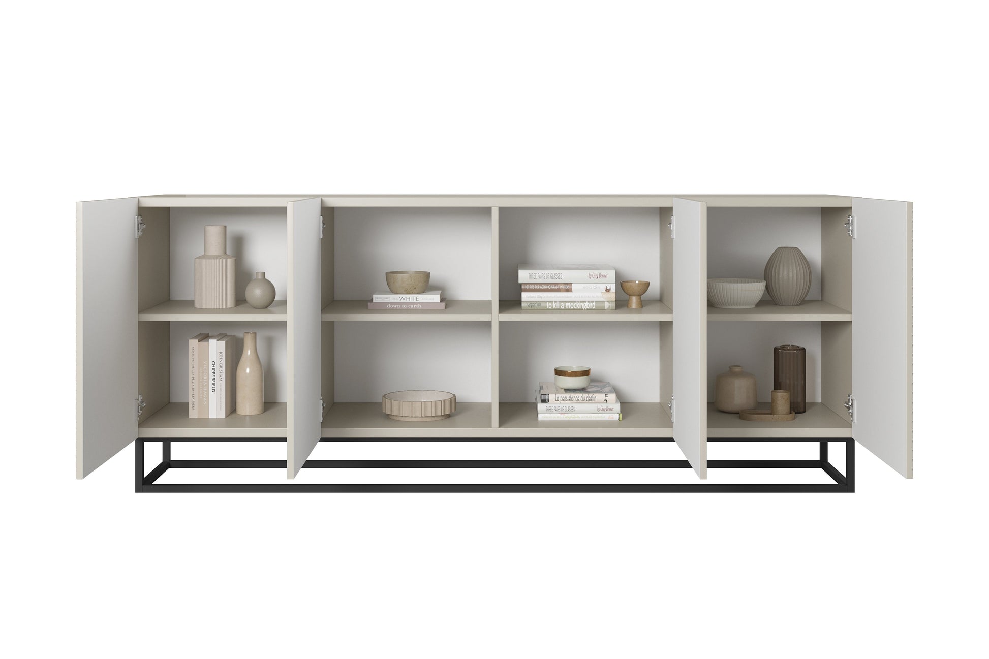 OSLO kumode ar metāla kājām 200/81/43 cm melns/kašmirs - N1 Home