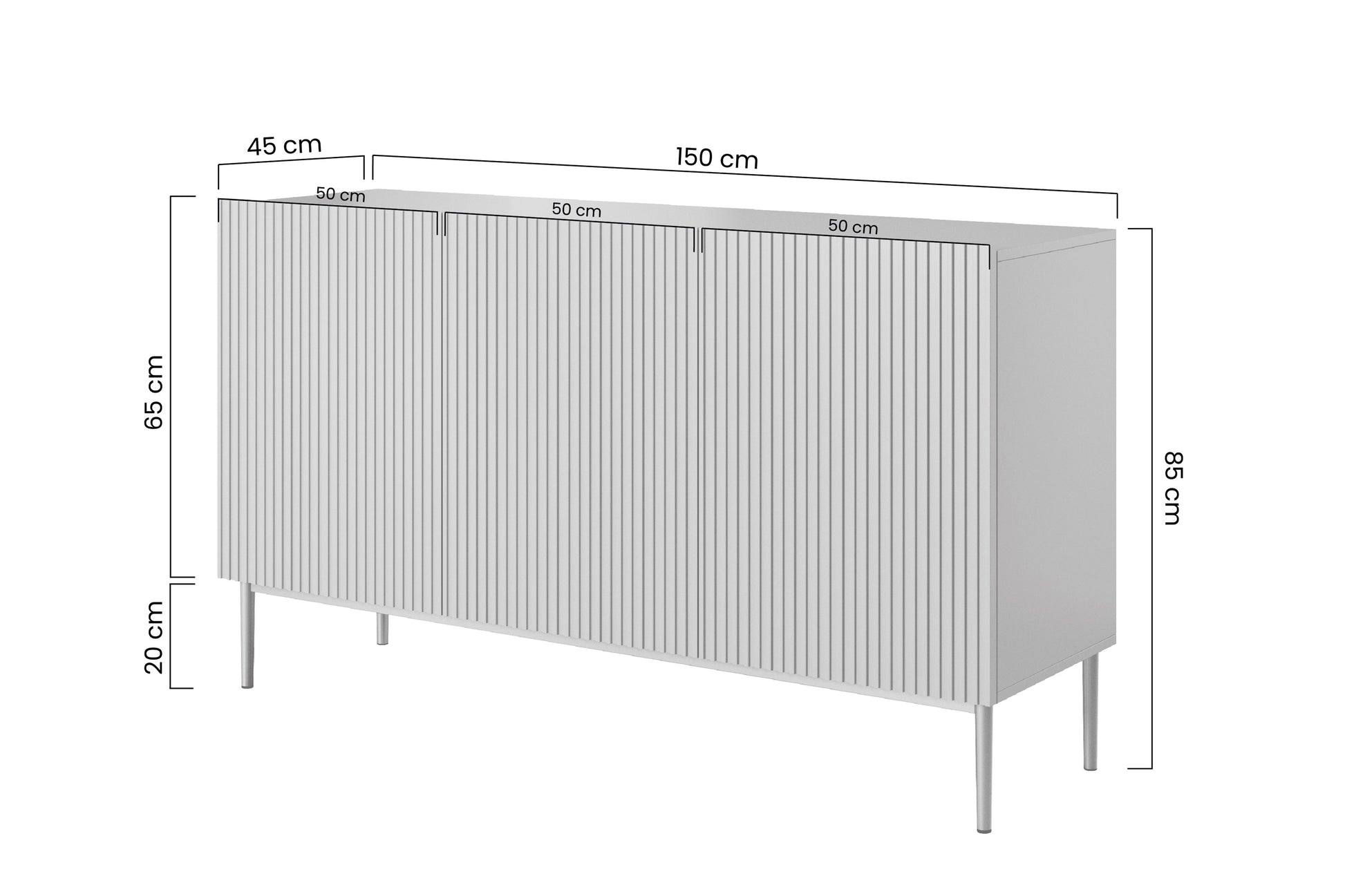 Kumode AUSTIN 150/85/45 cm kašmirs/melns kājas - N1 Home