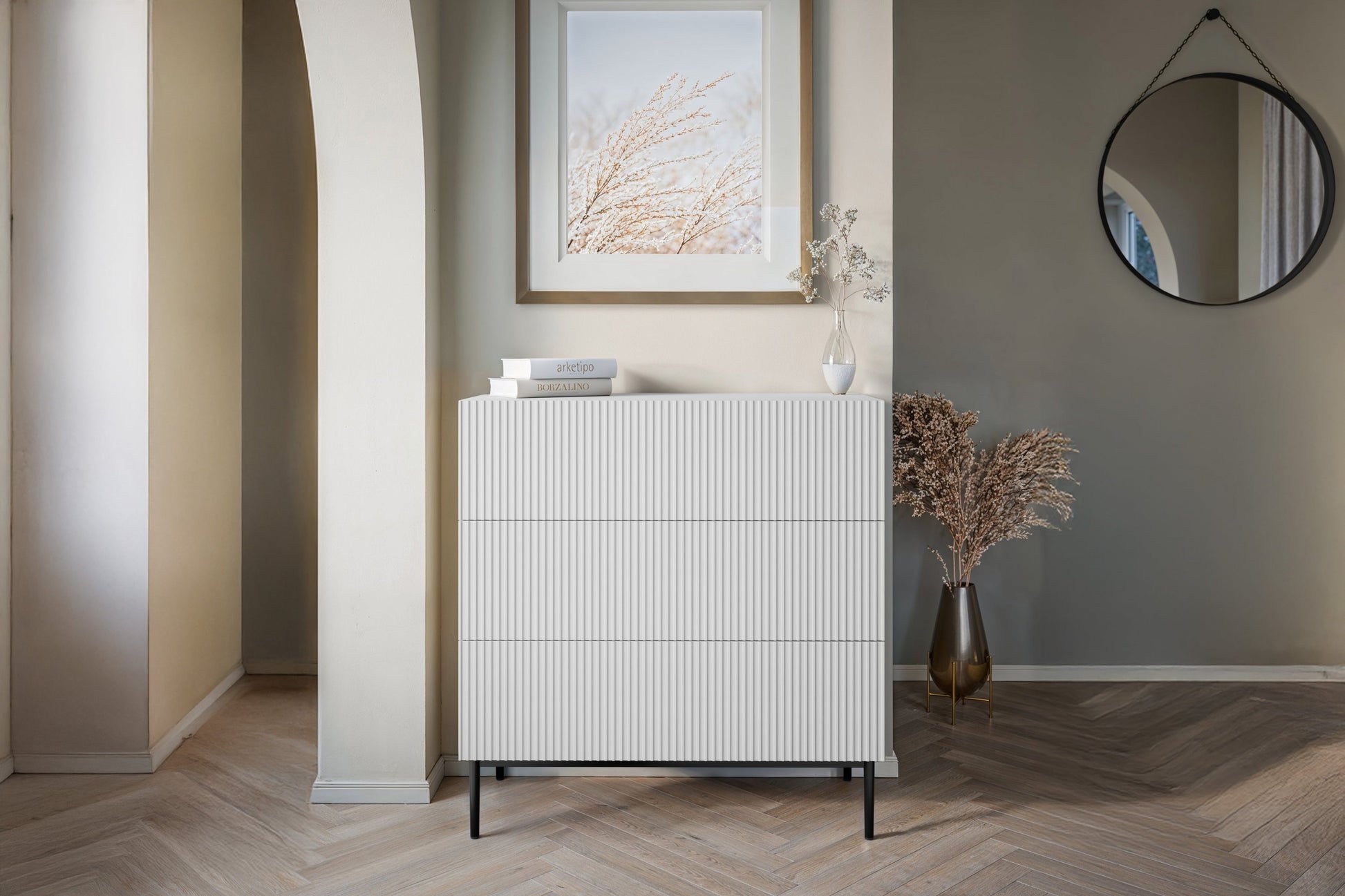 Kumode Austin 100/105/45 cm balts/melns - N1 Home