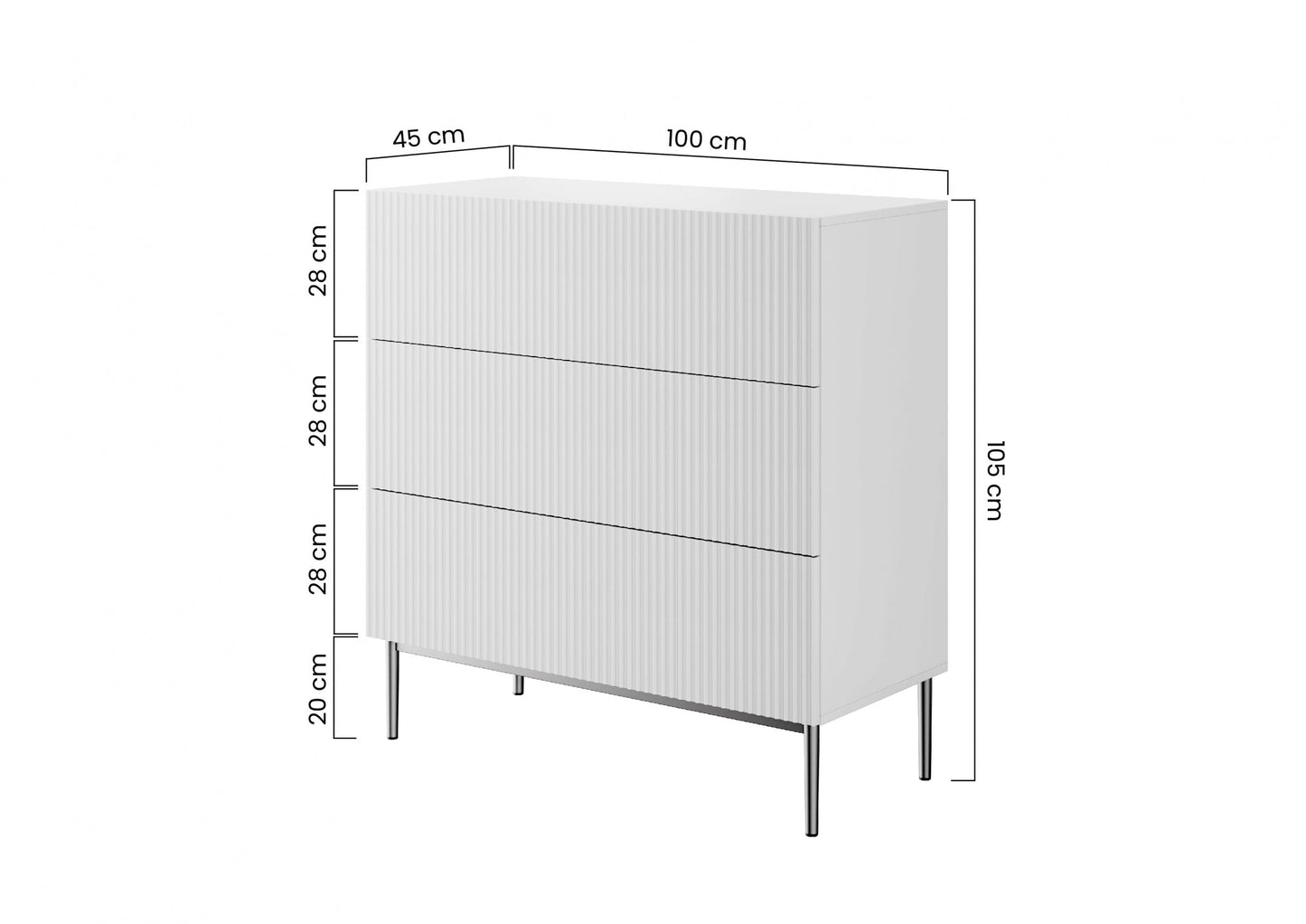 Kumode Austin 100/105/45 cm balts/zelts - N1 Home
