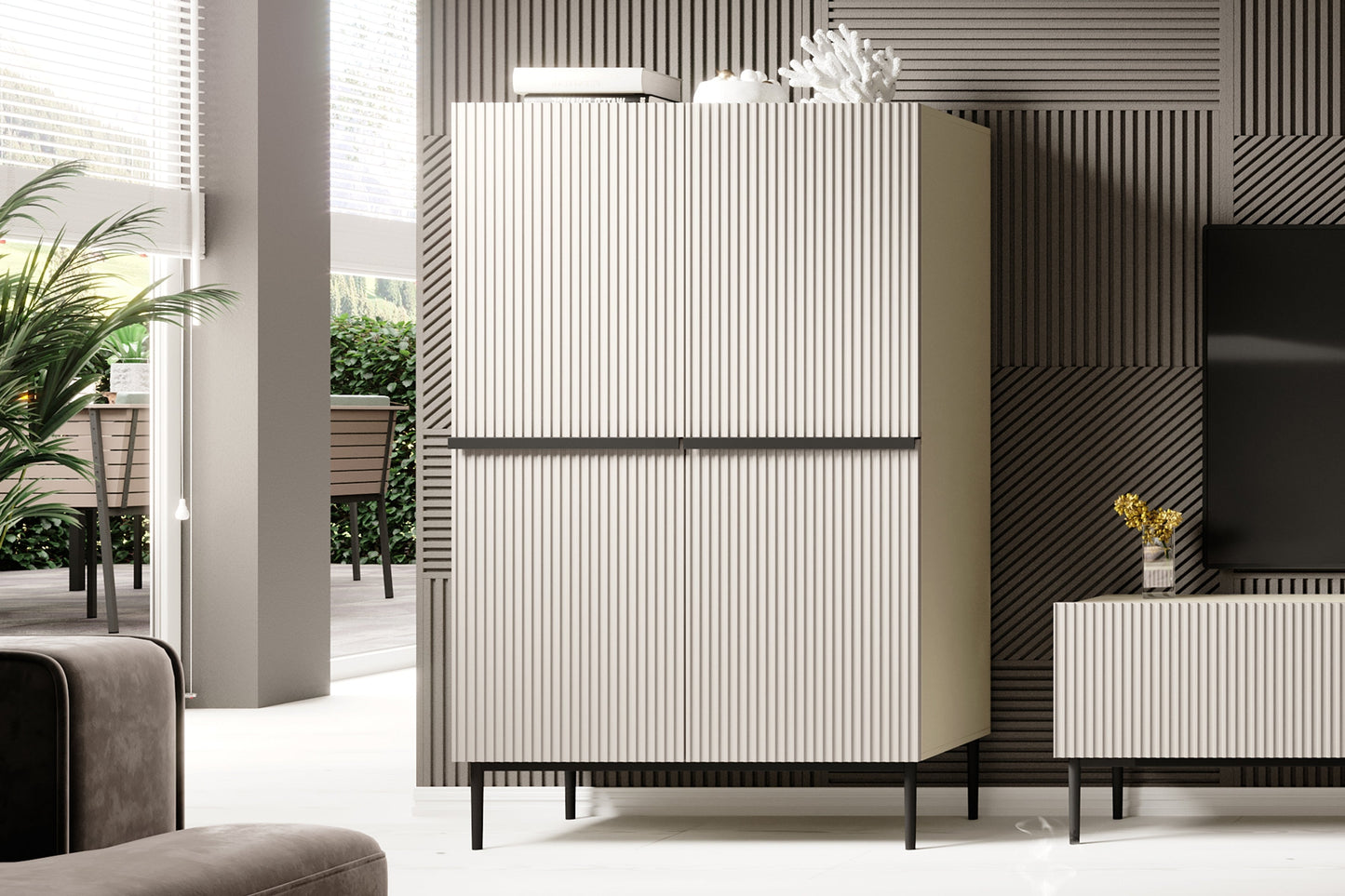 Kumode Austin 100/160/45 cm kašmirs/melns - N1 Home