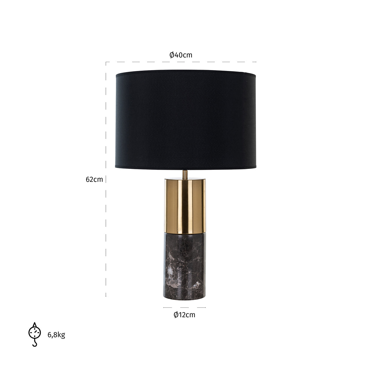 Galda lampa Richmond Interiors Nyo 63/40/40 cm melna - N1 Home