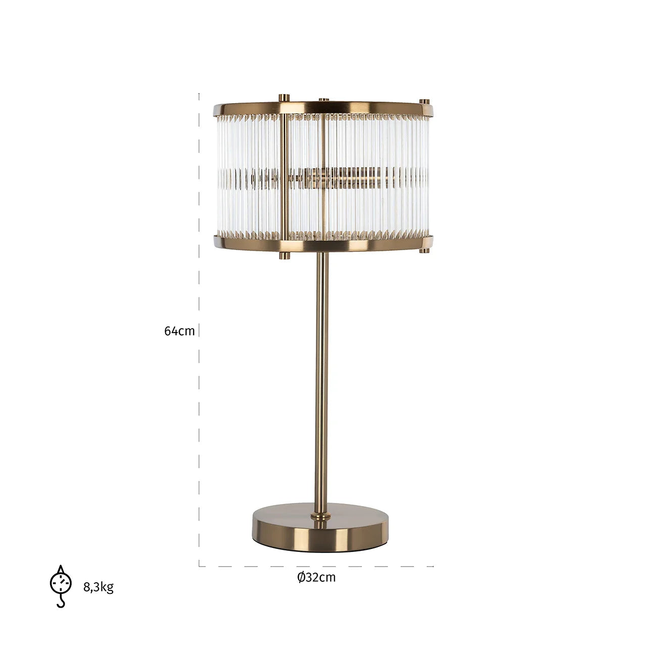 Galda lampa Richmond Interiors Loiza 64/32/32 cm zelts - N1 Home