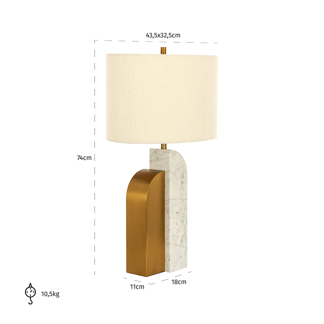 Galda lampa Richmond Interiors Liliana 74/32/43,5 cm bēšs/zelts - N1 Home